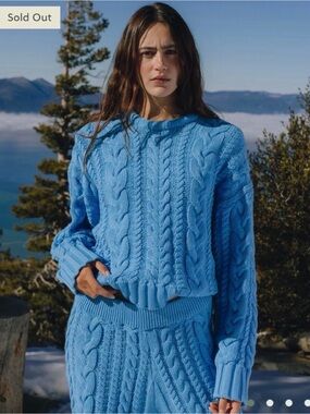 Daily Drills Sky Blue Cable-Knit Crewneck Sweater & Joggers SET!!- NWT!!!!